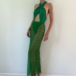 Ronny Kobo The Bodysuit and Otto Skirt in Poison Green